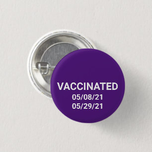Vaccineerde paarse pin-knop met aangepaste datums ronde button 3,2 cm