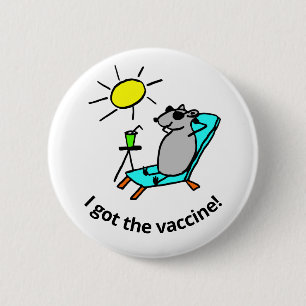 Vaccineerde rat bij vaccinatie ronde button 5,7 cm
