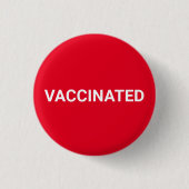 Vaccineerde rode witte pin knop ronde button 3,2 cm (Voorkant)
