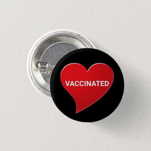 Vaccineerde rode zwarte witte pin knop ronde button 3,2 cm (Voorkant /achterkant)