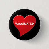 Vaccineerde rode zwarte witte pin knop ronde button 3,2 cm (Voorkant)
