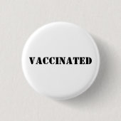 Vaccineerde zwarte witte pin knop ronde button 3,2 cm (Voorkant)