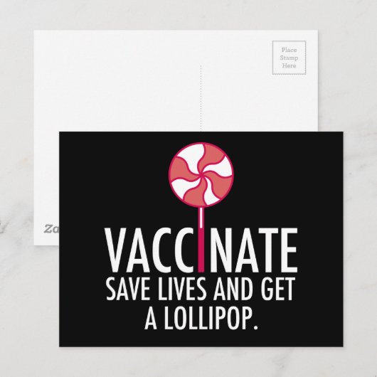 Vaccineren Opslaan van levens Een Lollipopvaccin v Briefkaart (Voorkant / Achterkant)