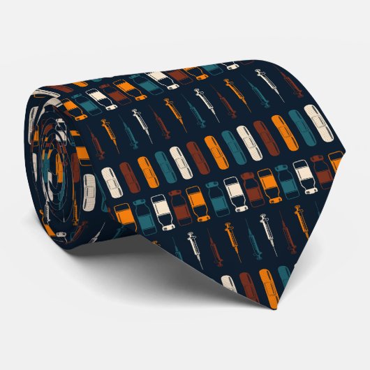  vaccins - Groot op de marine Stropdas (Opgerold)