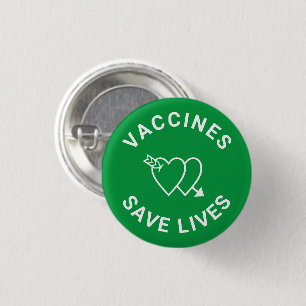 Vaccins redden levens groene witte harten schattig ronde button 3,2 cm