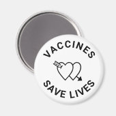 Vaccins redden levens knap zwart en wit magneet (Voorkant / Achterkant)
