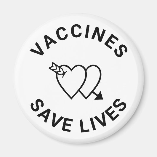 Vaccins redden levens knap zwart en wit magneet (Voorkant)