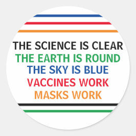 Vaccins werkmaskers werken wetenschappelijke bewij ronde sticker