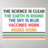 Vaccins Werkmaskers Wetenschap werken is duidelijk Poster (Voorkant)