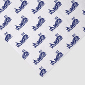  vacht Silhouette Tekening Blauw Wit Tissuepapier (Detail)