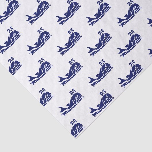  vacht Silhouette Tekening Blauw Wit Tissuepapier (Detail)