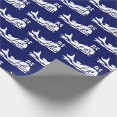  vacht Silhouette Tekening Wit Blauw Cadeaupapier (Hoek)