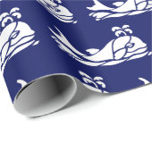  vacht Silhouette Tekening Wit Blauw Cadeaupapier (Rol Hoek)