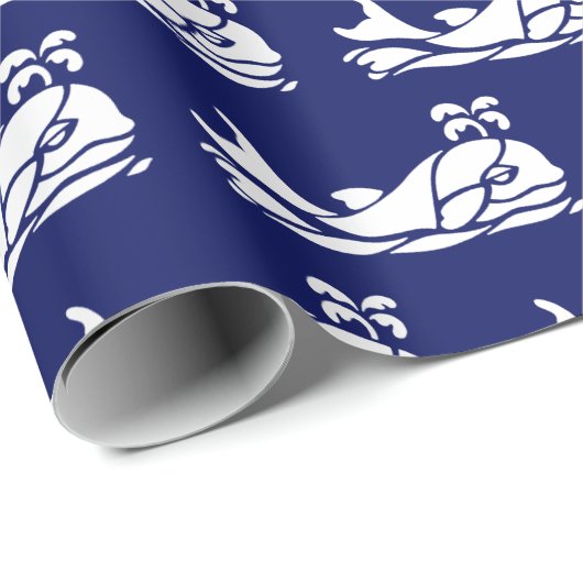  vacht Silhouette Tekening Wit Blauw Cadeaupapier (Rol Hoek)