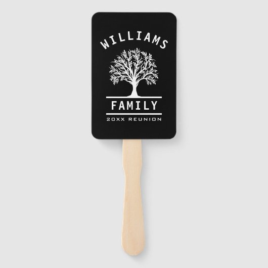 Vactuurboom voor zomervakantie bij gezinsherenigin handwaaier (Achterkant)