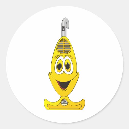 Vacuüm Cartoon Geel Ronde Sticker (Voorkant)