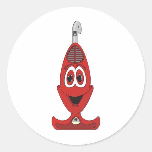 Vacuüm Cartoon Red Ronde Sticker (Voorkant)