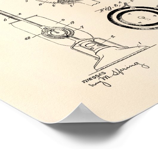 Vacuum Cleaner 1924 Patent Art Old Peper Poster (Hoek)