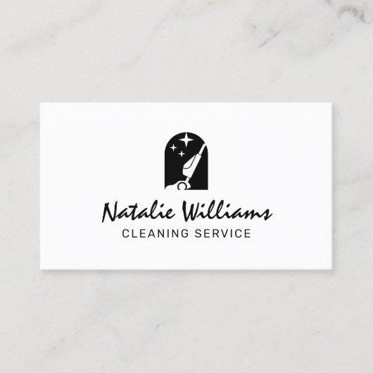 Vacuum cleaner logo cleaning Business Card Visitekaartje (Voorkant)