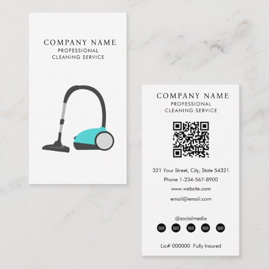 Vacuum Cleaner Professional Cleaning Services Visitekaartje (Voorkant / Achterkant)