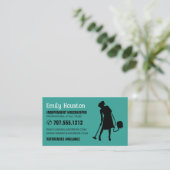 Vacuum Cleaner Silhouette, portier, maid Visitekaartje (Staand voorkant)