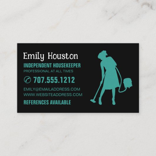 Vacuum Cleaner Silhouette, portier, maid Visitekaartje (Voorkant)
