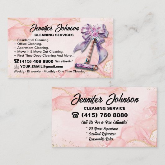 Vacuüm Visitekaartje Schoonmaakster (Voorkant / Achterkant)