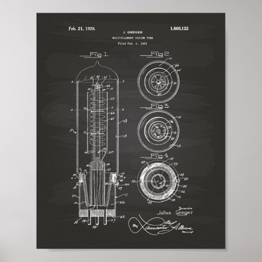 Vacuümbuis 1928 Patent Art Chalkboard Poster (Voorkant)