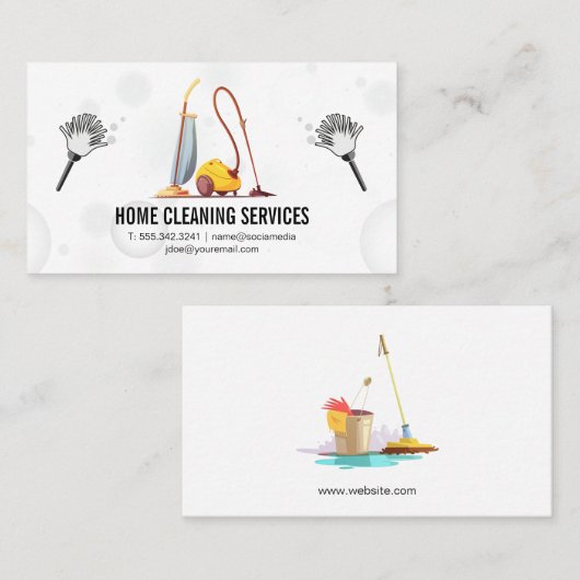 Vacuümen en stuwstoffen | Bubbles Visitekaartje (Voorkant / Achterkant)