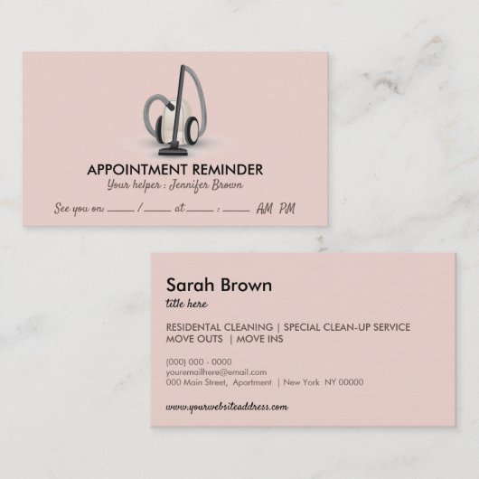 Vacuümreiniger beige Benoeming huishoudvoering Visitekaartje (Voorkant / Achterkant)