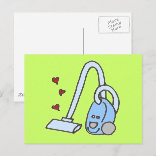 Vacuümreiniger met hart briefkaart (Voorkant / Achterkant)