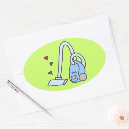 Vacuümreiniger met hart ovale sticker (Envelop)