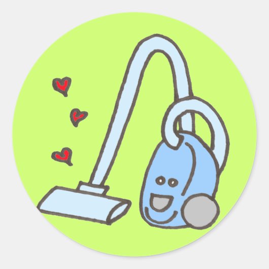 Vacuümreiniger met hart ronde sticker (Voorkant)