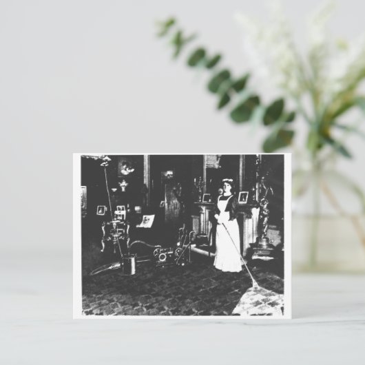 Vacuümreiniger op het werk briefkaart (Staand voorkant)