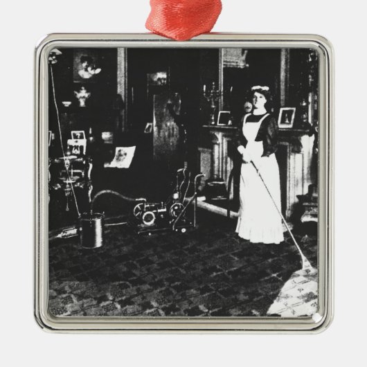 Vacuümreiniger op het werk metalen ornament (Voorkant)