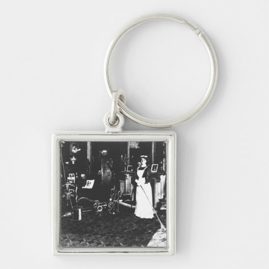 Vacuümreiniger op het werk sleutelhanger (Voorkant)