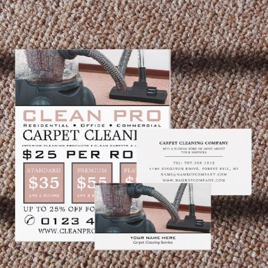 Vacuümreiniger, tapijtreinigers, reinigingsservice flyer