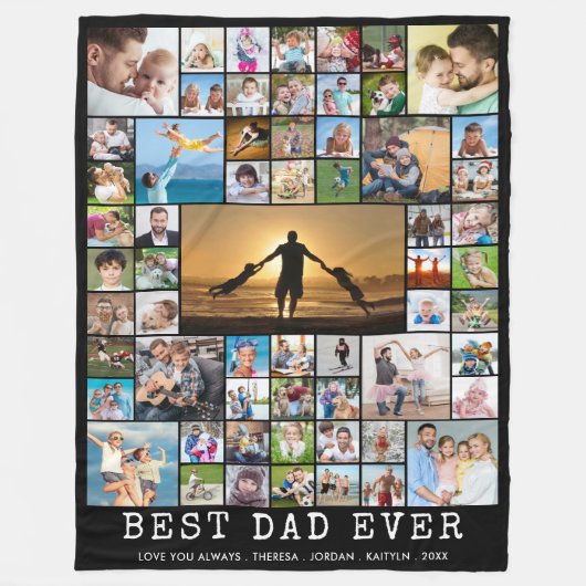 Vader 61 Aangepaste foto-inkling titel en kleurenb Fleece Deken (Voorkant)