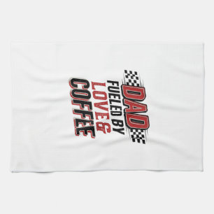 Vader aangedreven door liefde en koffie Racing T-s Theedoek