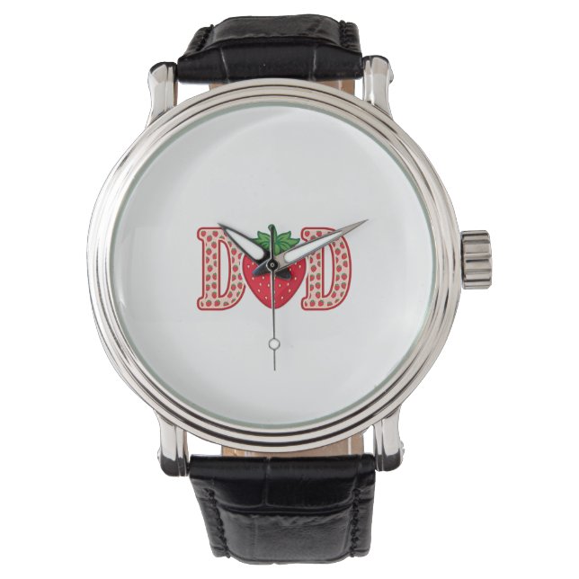 Vader Aardbei Lettering Vector Shirt Ontwerp_1 Horloge (Voorkant)