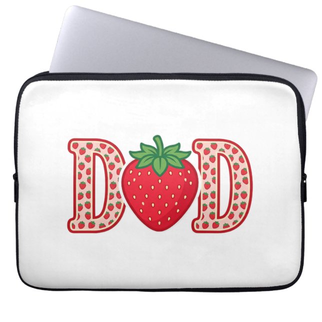 Vader Aardbei Lettering Vector Shirt Ontwerp_1 Laptop Sleeve (Voorkant)