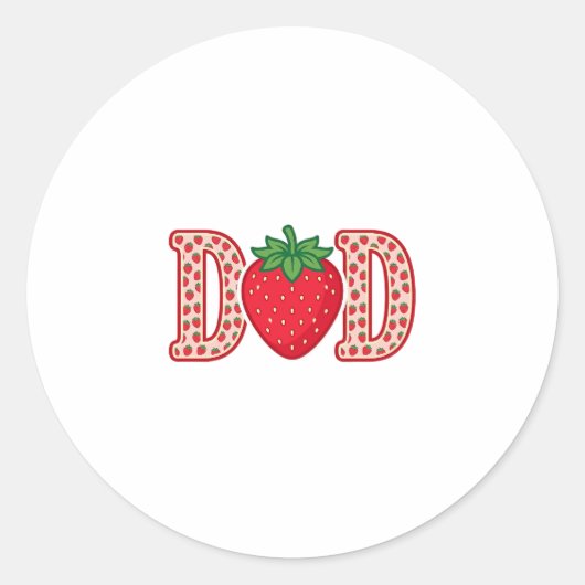 Vader Aardbei Lettering Vector Shirt Ontwerp_1 Ronde Sticker (Voorkant)