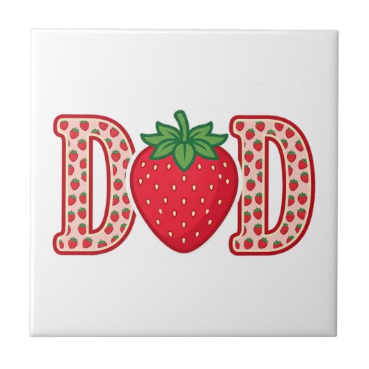 Vader Aardbei Lettering Vector Shirt Ontwerp_1 Tegeltje (Voorkant)
