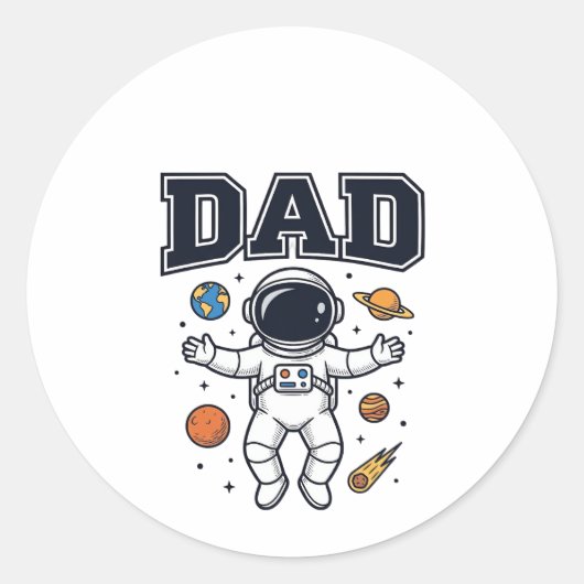 Vader Astronaut Ruimte Vector Shirt Ontwerp_1 Ronde Sticker (Voorkant)