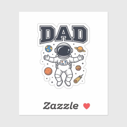 Vader Astronaut Ruimte Vector Shirt Ontwerp_1 Sticker (Vel)