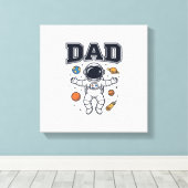 Vader Astronaut Ruimte Vector T-shirt Ontwerp_1 Canvas Afdruk (Insitu (Houten vloer))