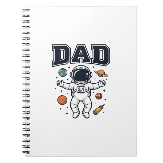 Vader Astronaut Ruimte Vector T-shirt Ontwerp_1 Notitieboek (Voorkant)
