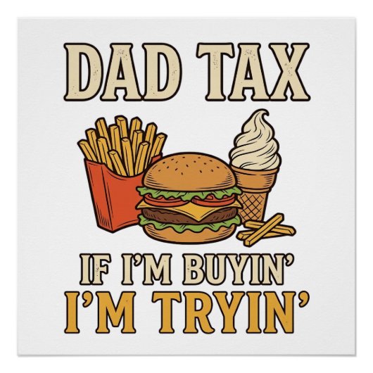 Vader Belasting Grappig Fast Food Vader Citaat Vec Perfect Poster (Voorkant)