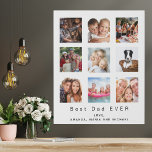 Vader Beste vader foto collage Imitatie Canvas Print<br><div class="desc">Maak je eigen unieke familiefilm als cadeau voor je vader. Gebruik vier, negen van je favoriete foto's van je vader, zijn kinderen, familie, vrienden of huisdier! Met de tekst: Beste vader OOIT. Pas uw namen aan en voeg deze toe. Witte achtergrond, zwarte tekst. Perfect als een verjaardag, Kerstmis of Vaderdag...</div>