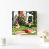 Vader bezoedelen vierkante klok (Huis)